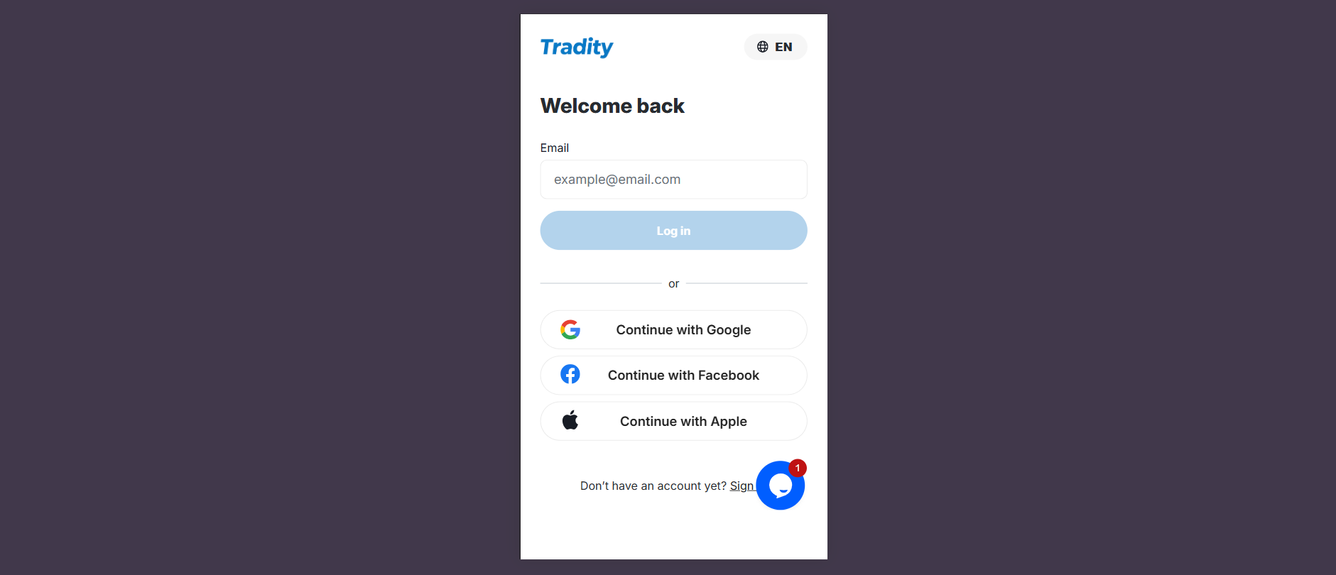 Tradity - Mobile Interface
