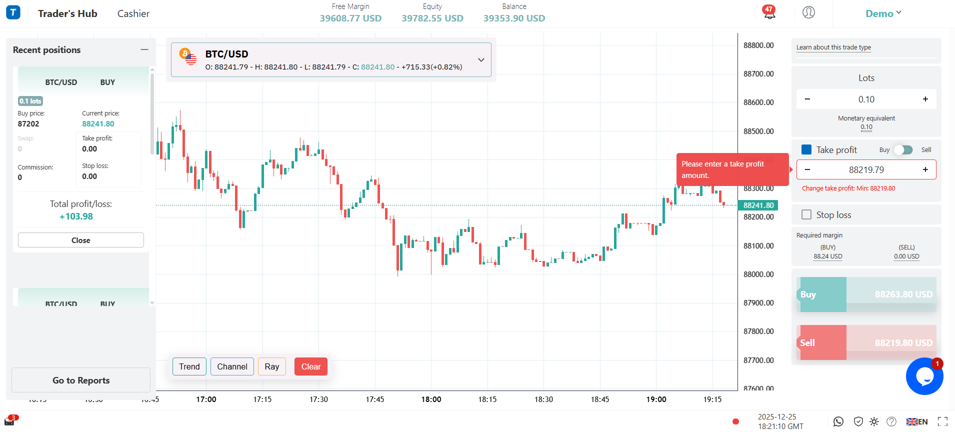 Tradity - Forex and Crypto Trading Platform Dashboard Screenshot